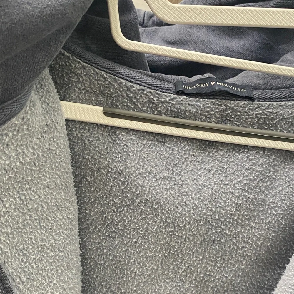 Brandy Melville Zip-Up Hooded Sweatshirt in Light Blue